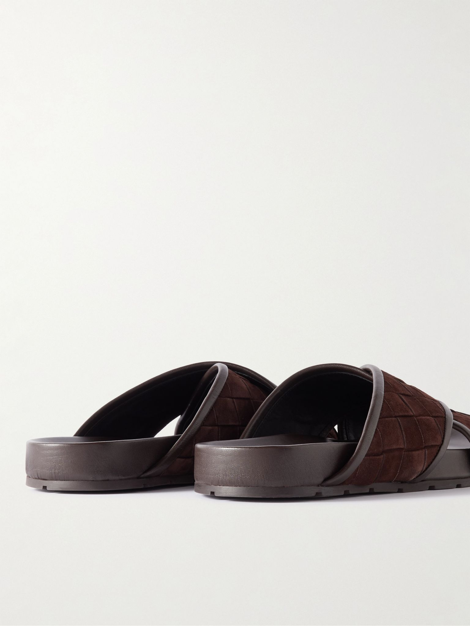 Tarik Intrecciato Suede Sandals Brown - 5