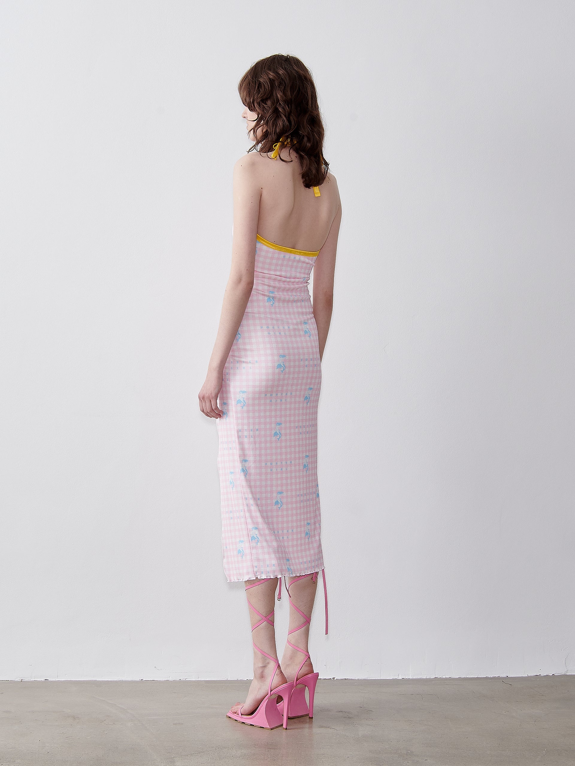 HEATHER MIDI DRESS PINK GINGHAM - 4