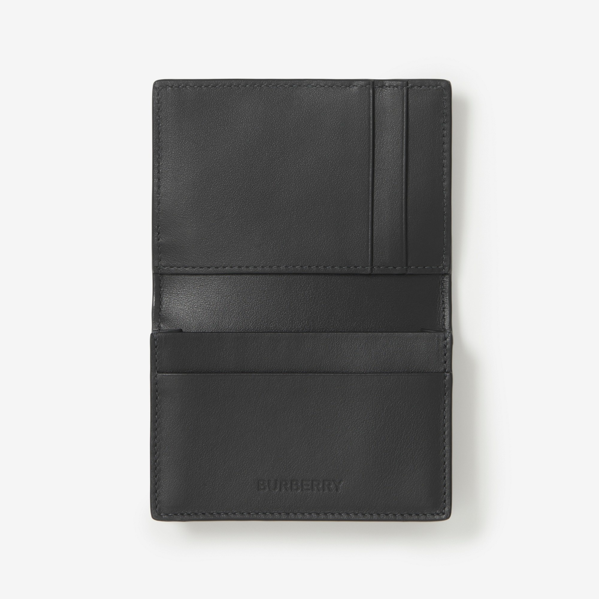 Check and Leather Folding Card Case - 4