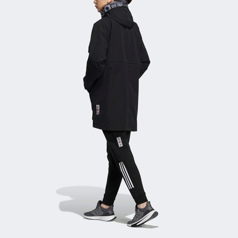 (WMNS) adidas Cny Long Jkt Limited Fleece Lined Stay Warm Mid-Length Woven Hooded Jacket Black HC279 - 4