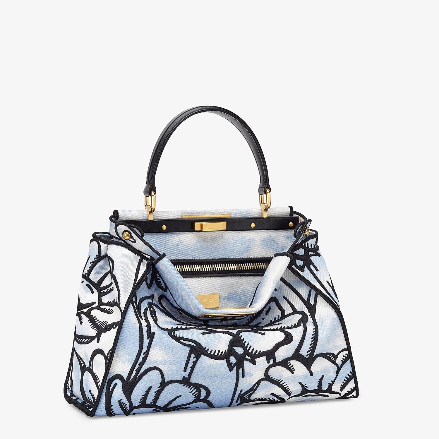 Light blue denim and floral embroidery bag - 3