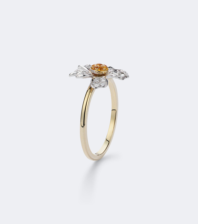 Marguerite 9kt gold ring with diamonds and citrines 4
