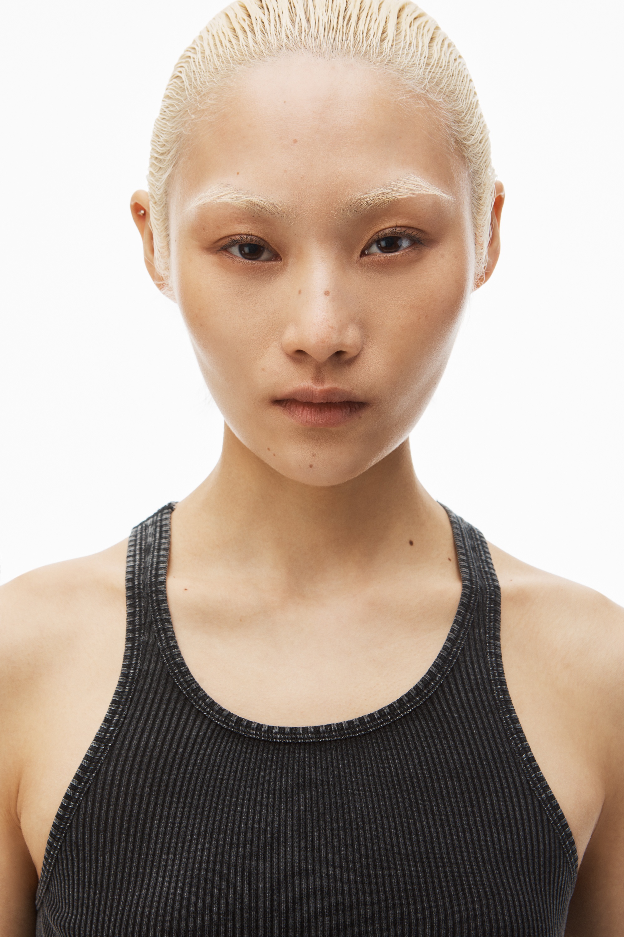 cropped racer tank in ribbed cotton - 6