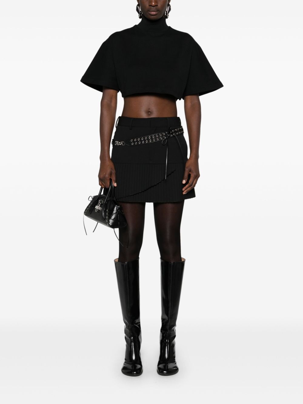pleated twill miniskirt - 2