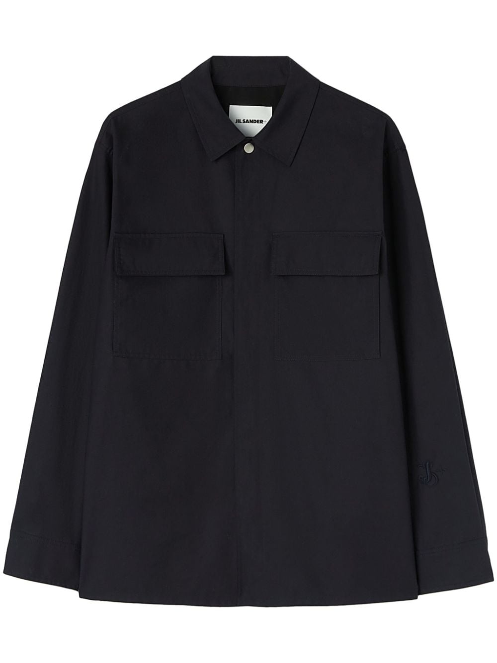 logo-tag cotton shirt - 1
