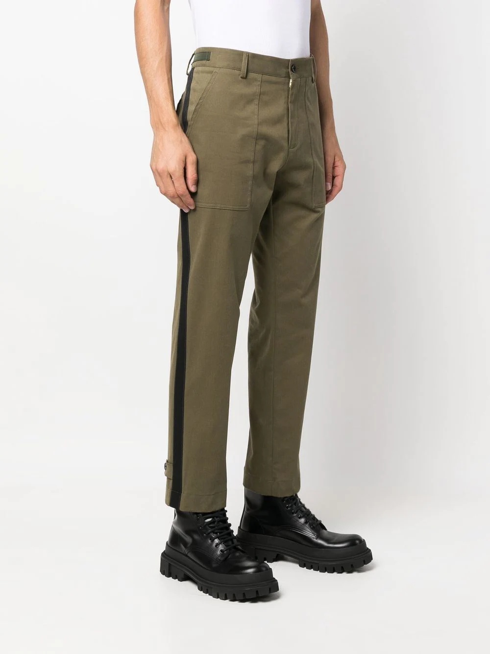 contrasting-side panel straight trousers - 3