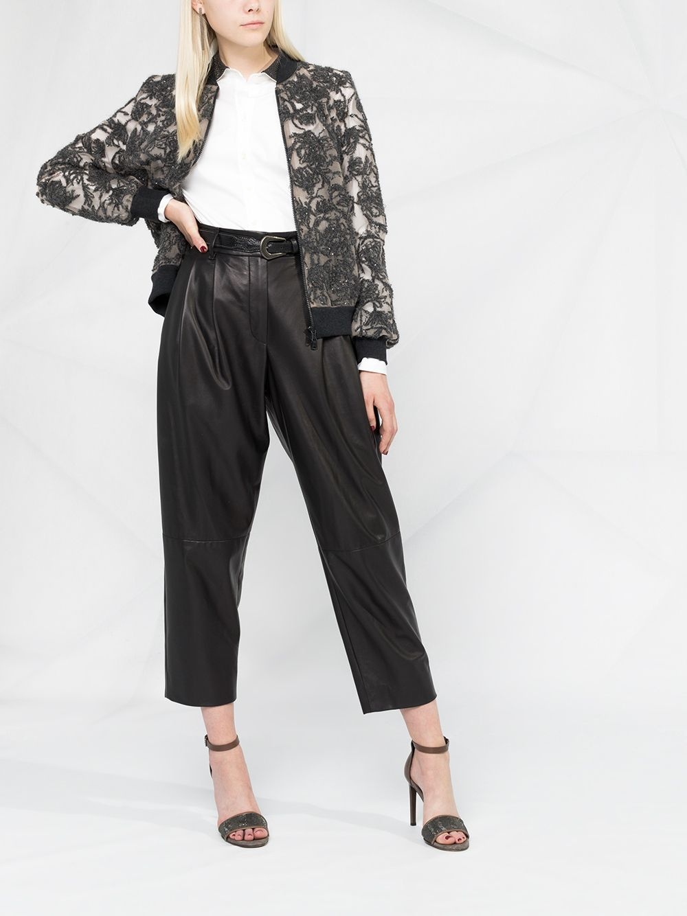 cropped high waisted trousers - 2