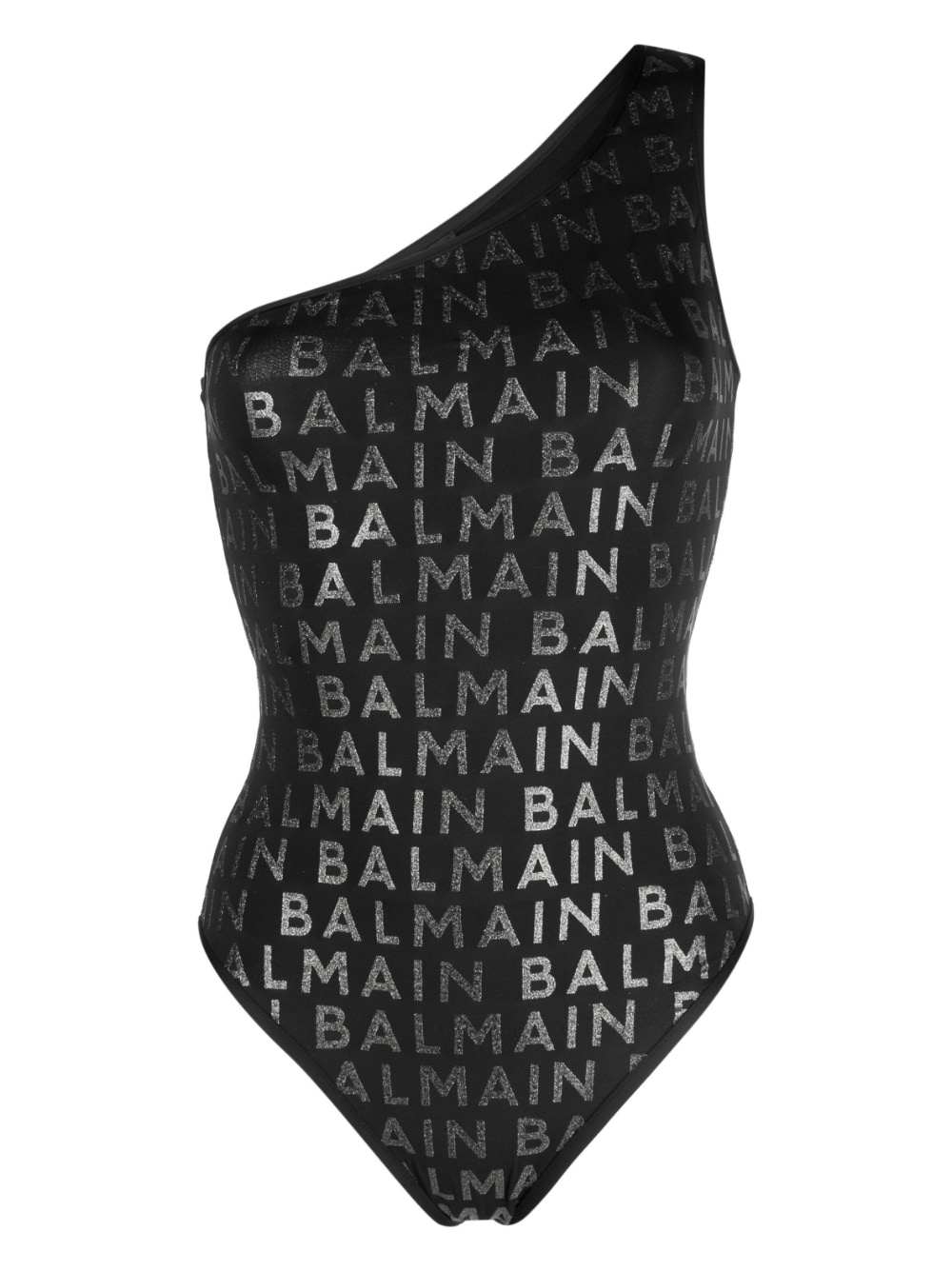 logo-print one-shoulder swimsuit - 1