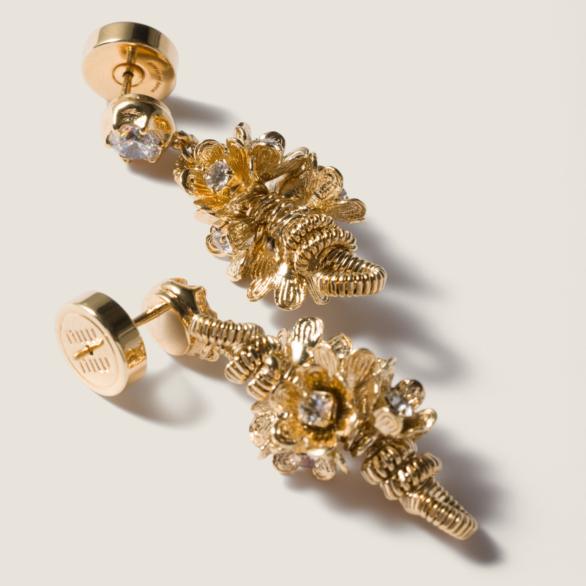 Metal earrings with crystals - 2