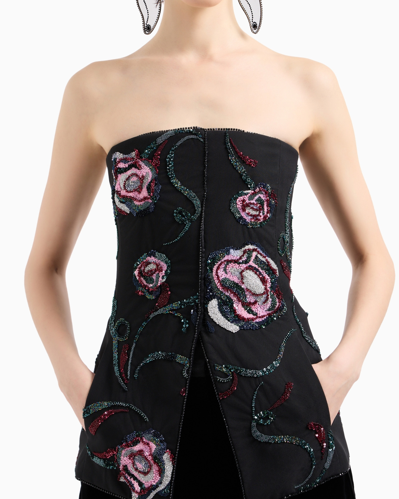 BUSTIER TOP WITH ALL-OVER FLORAL EMBROIDERY - 5