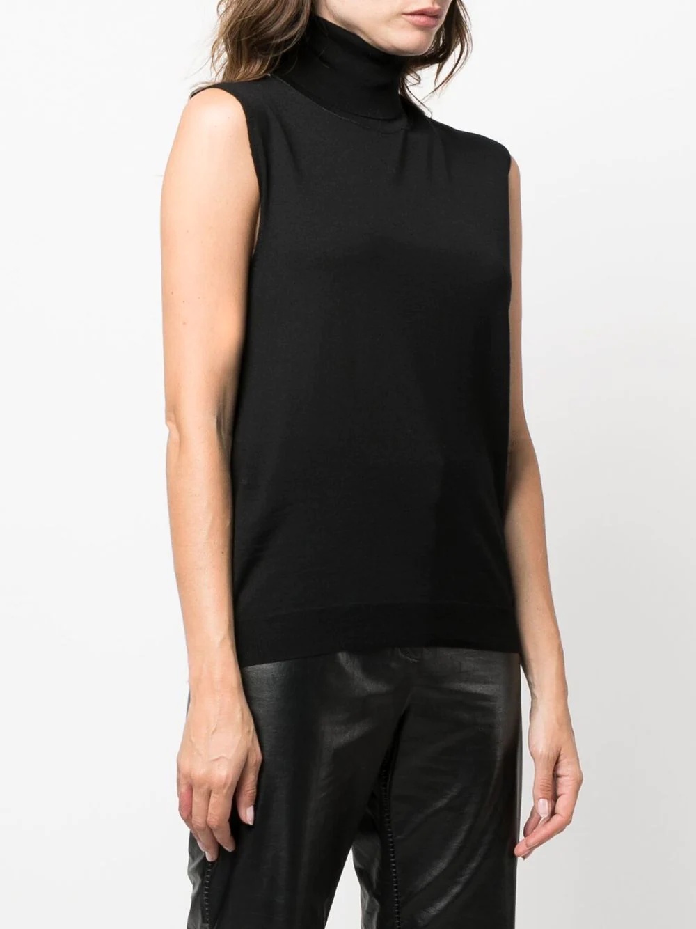 roll-neck sleeveless knitted top - 6
