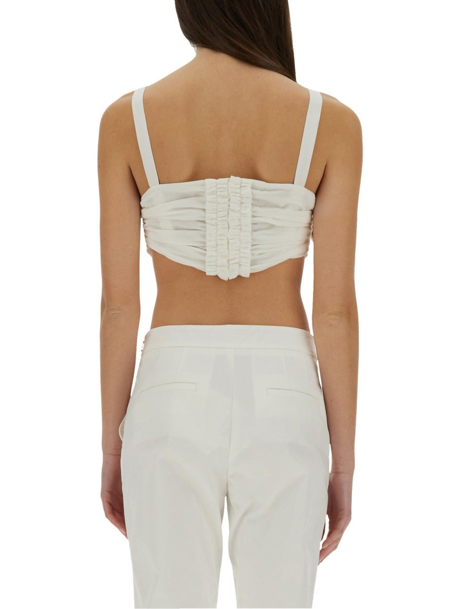 Moschino Women Cotton And Silk Voile Crop Top - 3