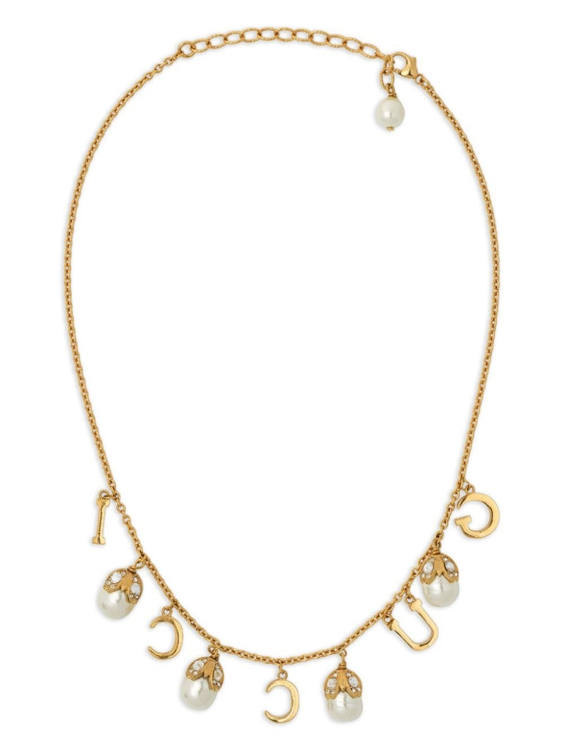 GUCCI logo-print crystal-embellished necklace outlook