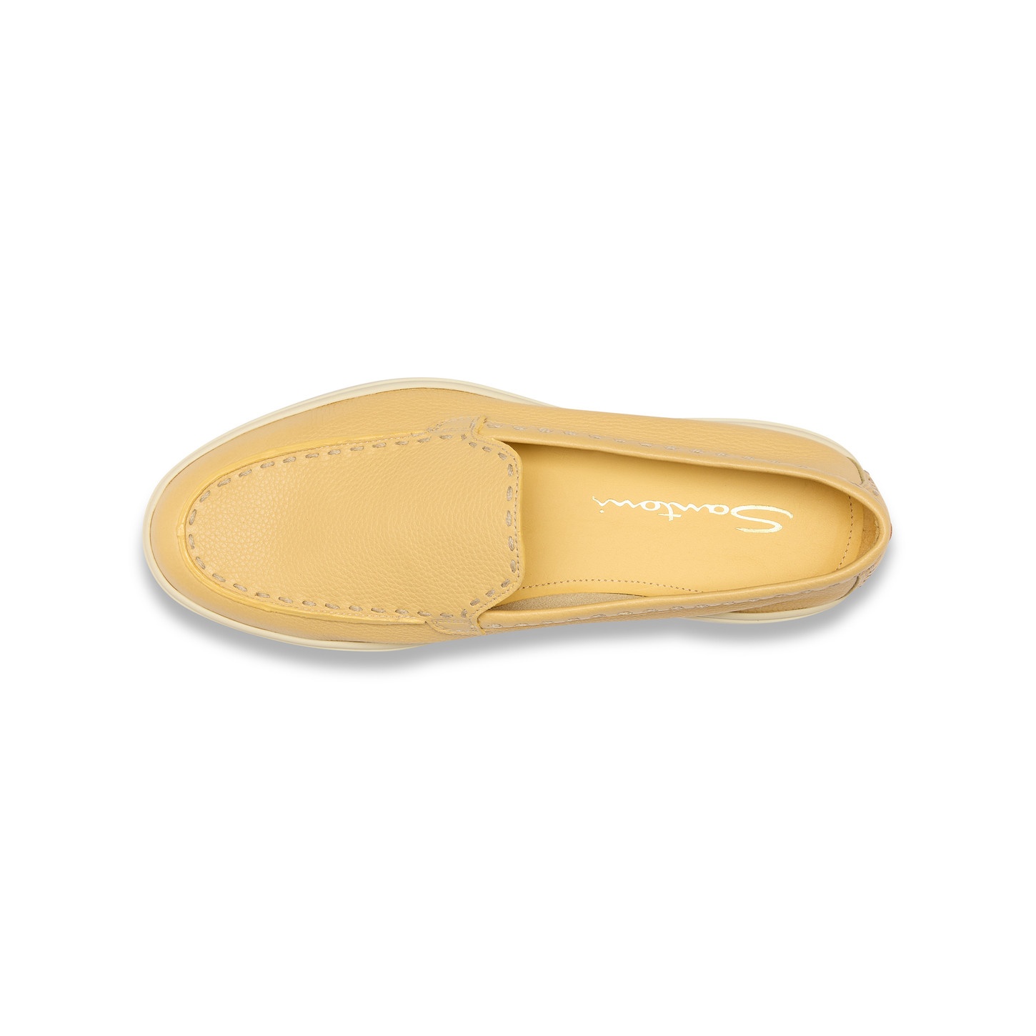 Women's yellow tumbled leather loafer - 5
