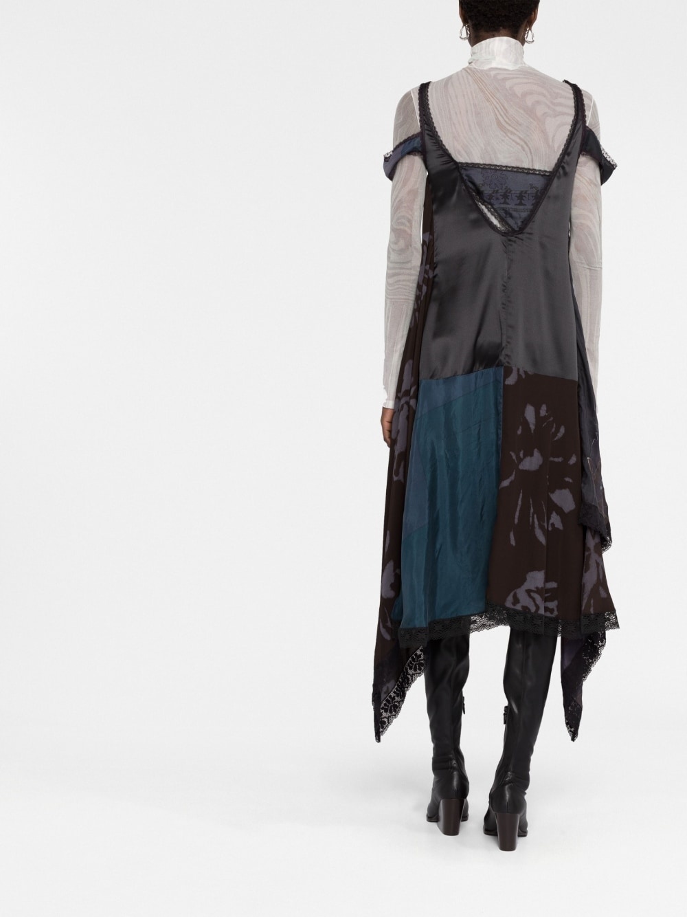 V-neck silk midi dress - 4
