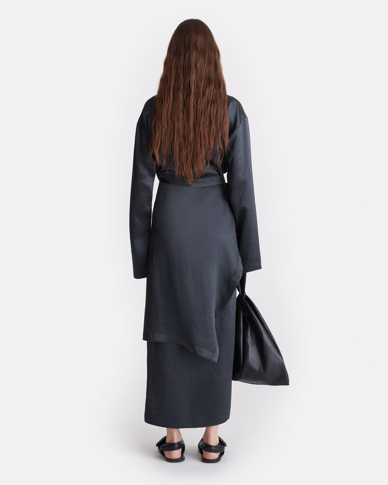 Draped Crinkled Satin Midi Dress 4