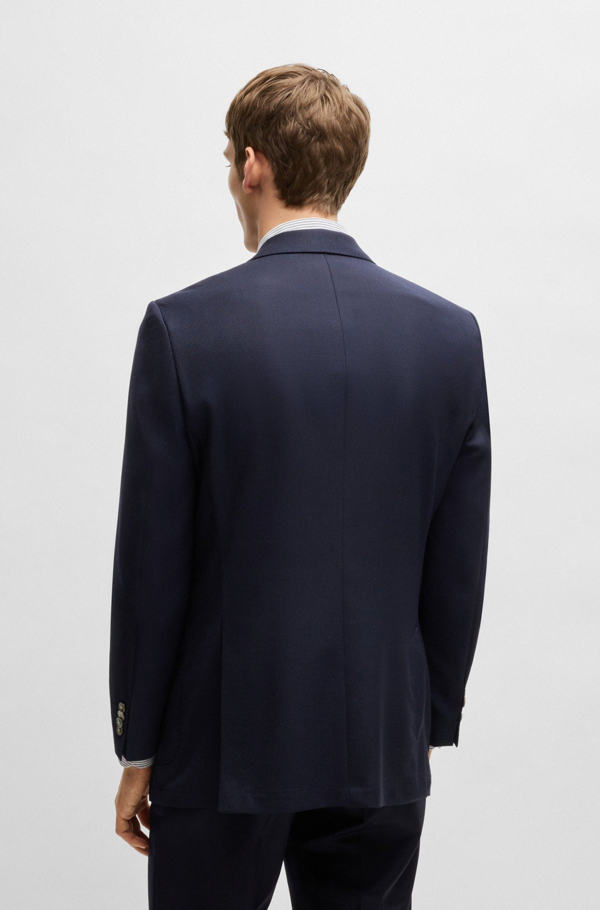 REGULAR-FIT SUIT JACKET IN MICRO-PATTERNED VIRGIN WOOL - 4