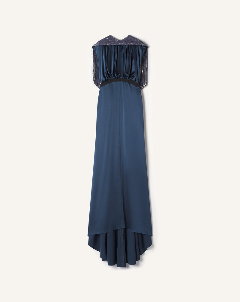 EMBROIDERED BACK DRESS IN SILK SATIN 1