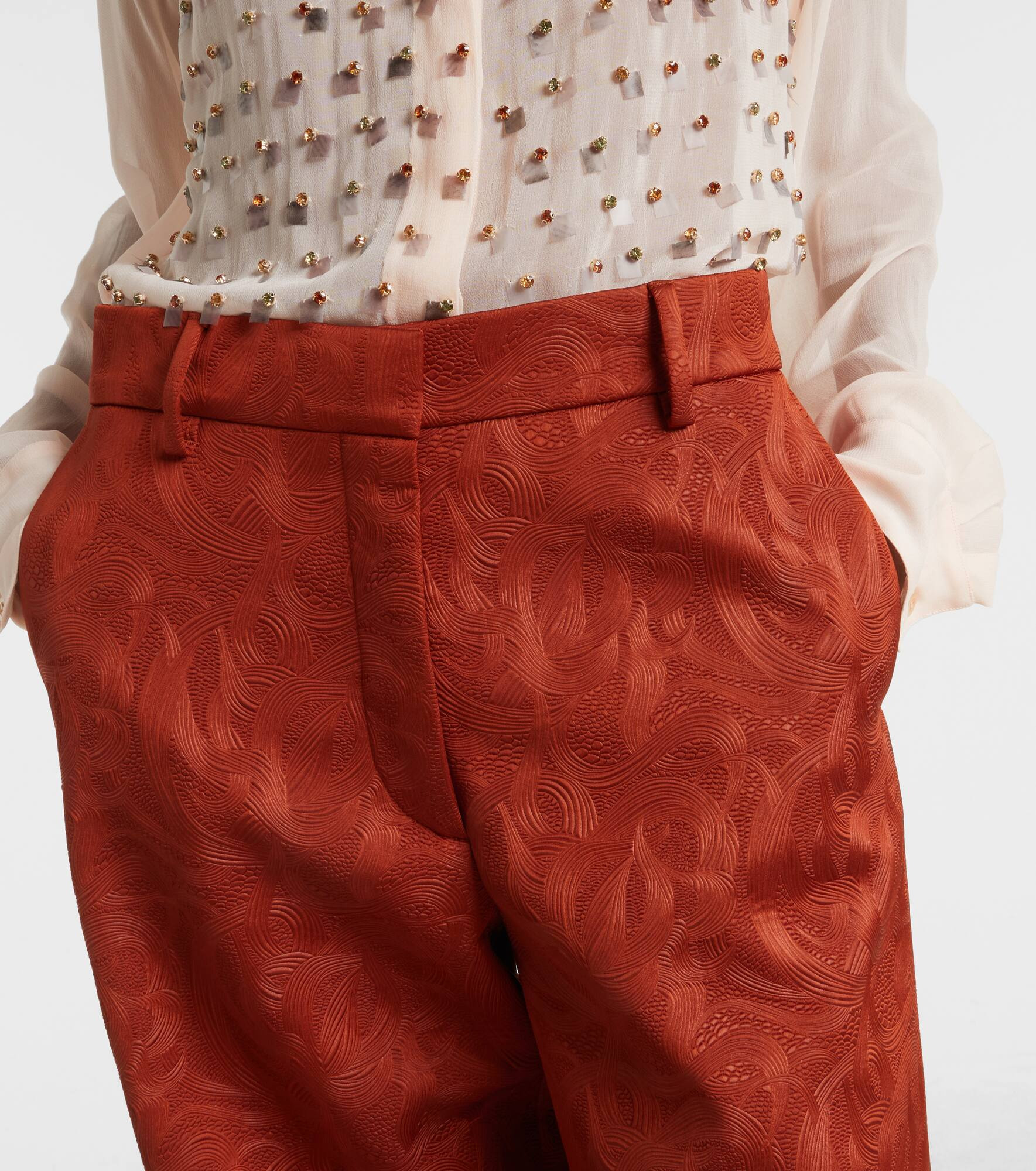 Jacquard straight pants - 4