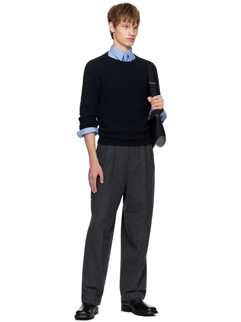 AURALEE Navy Cashmere Melange Knit Sweater outlook