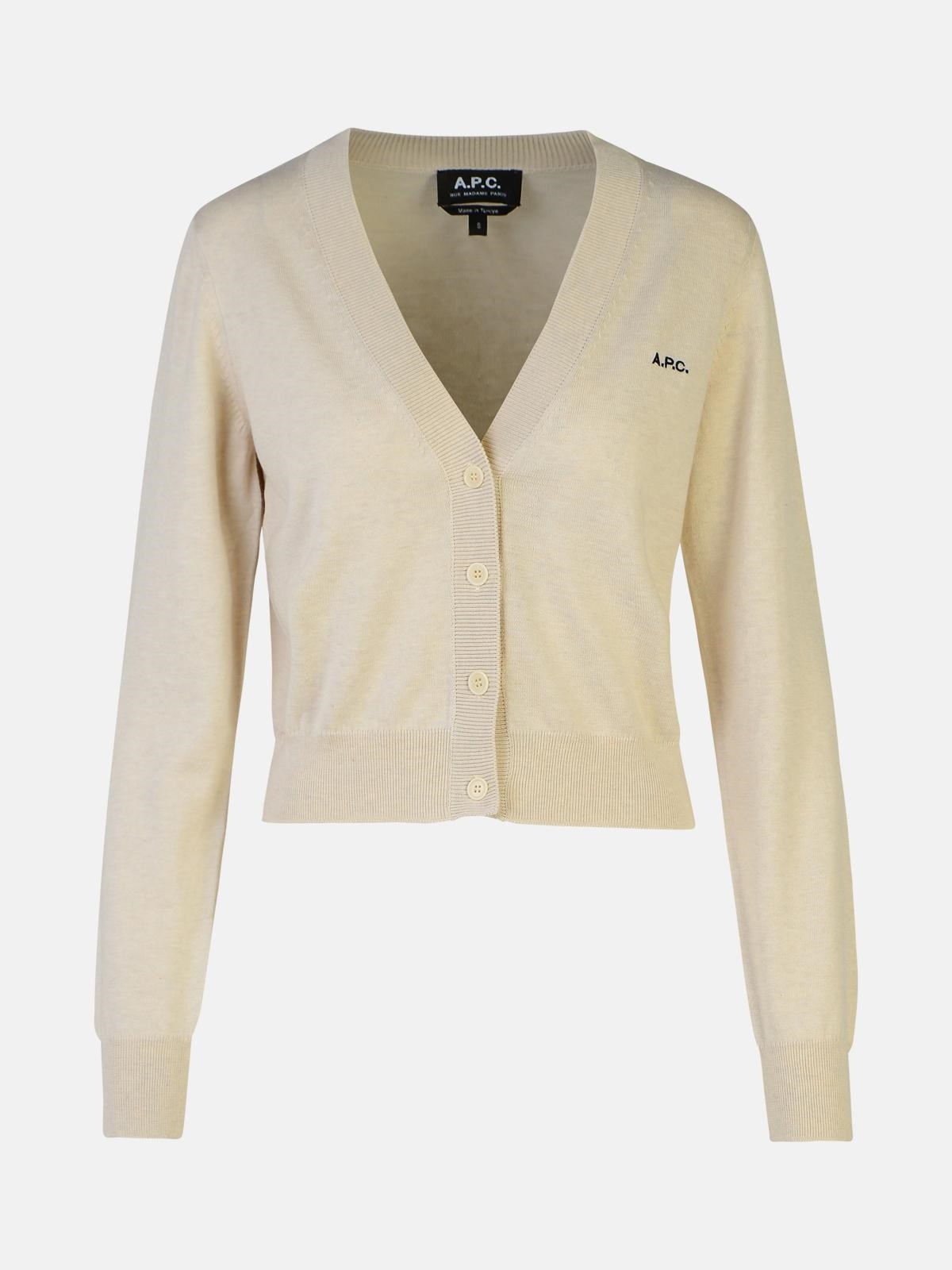 'BERENICE' BEIGE COTTON CARDIGAN - 1