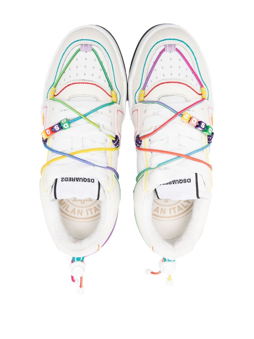 Spiker logo-beaded leather sneakers - 4