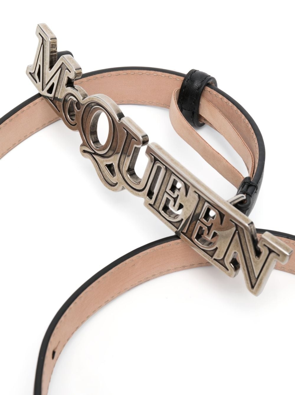 logo-plaque leather belt - 2