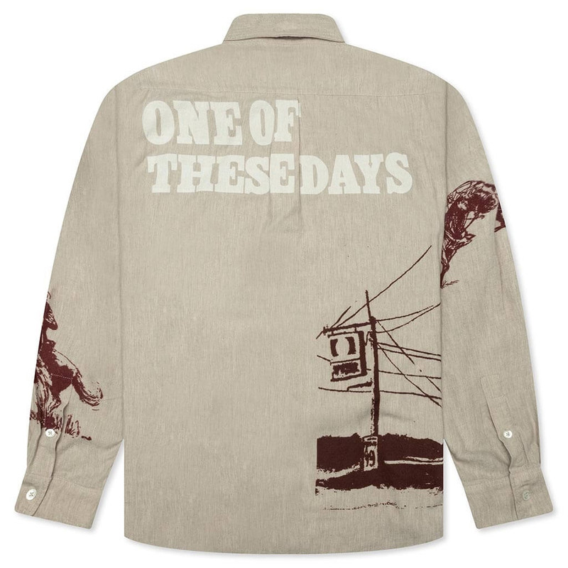 One Of These Days ONE OF THESE DAYS X WOOLRICH CHAMOIS PRINTED SHIRT - CANVAS outlook