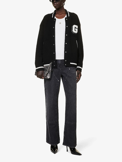 Givenchy Branded-flocking cashmere knitted jacket outlook