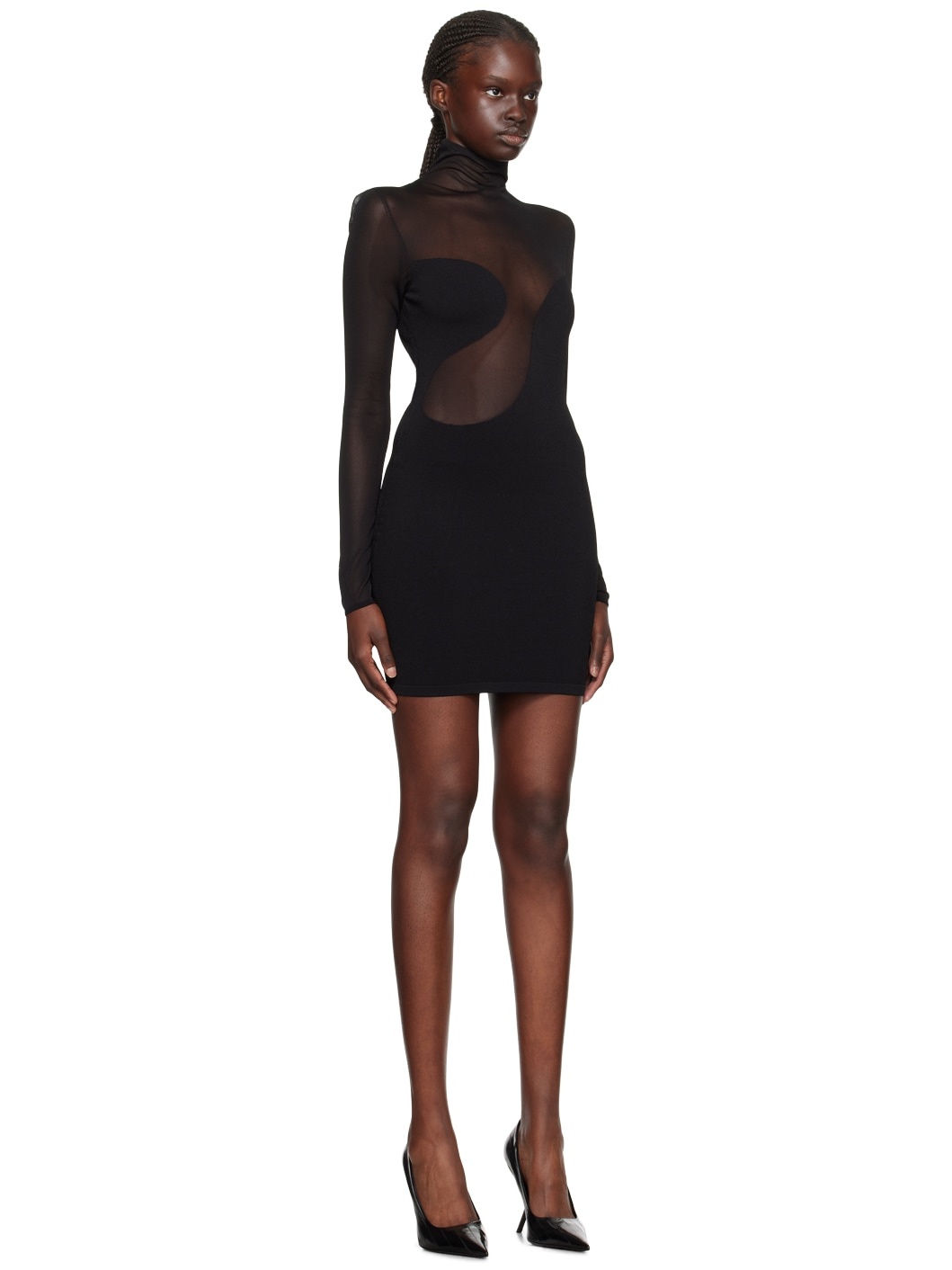 【関税込み】Nensi Dojaka ブラック Hilma ミニドレス Buy Nensi Dojaka Black Hilma Mini Dress in Stretch Tulle For