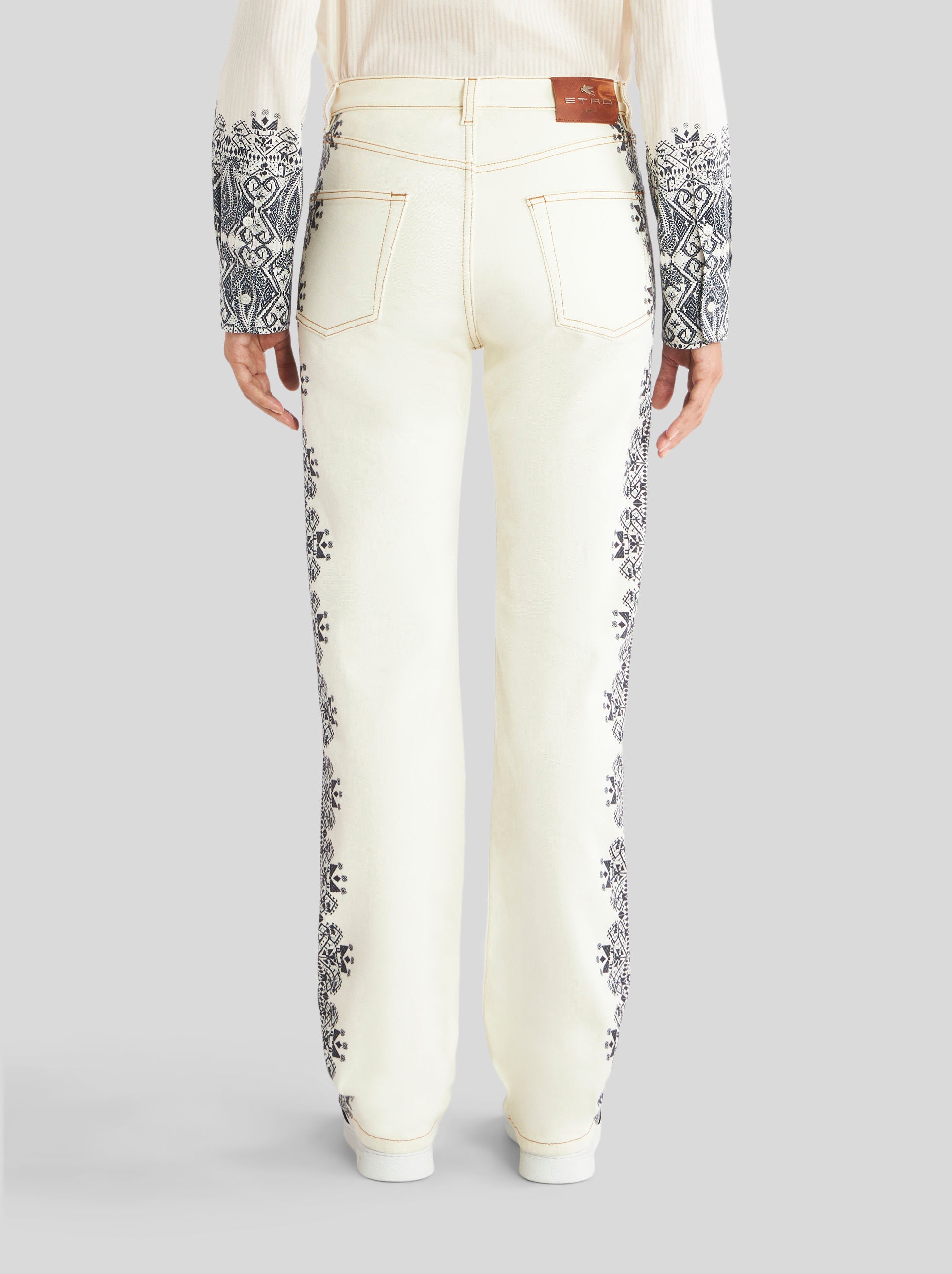 JEANS WITH PLACED PAISLEY PRINT - 4