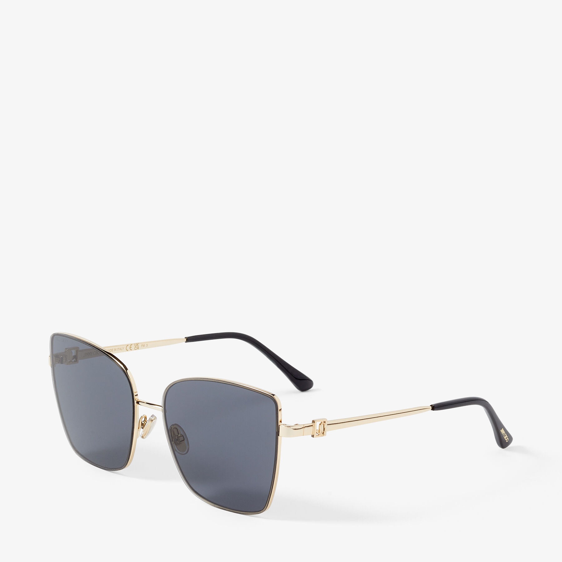 Vella/S 59
Rose Gold and Black Square Frame Sunglasses with JC Emblem - 3