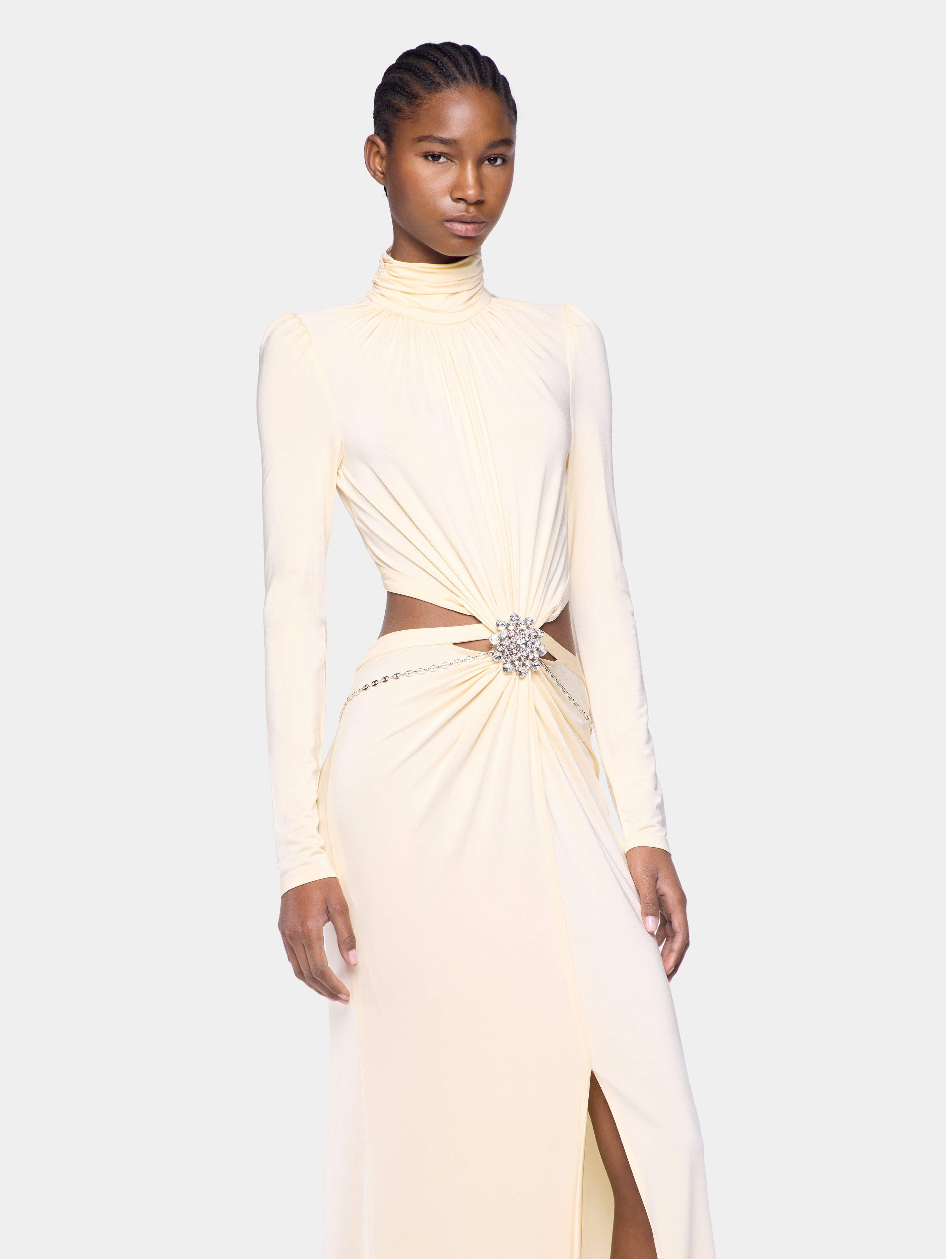 CREAM LONG DRESS IN JERSEY - 2