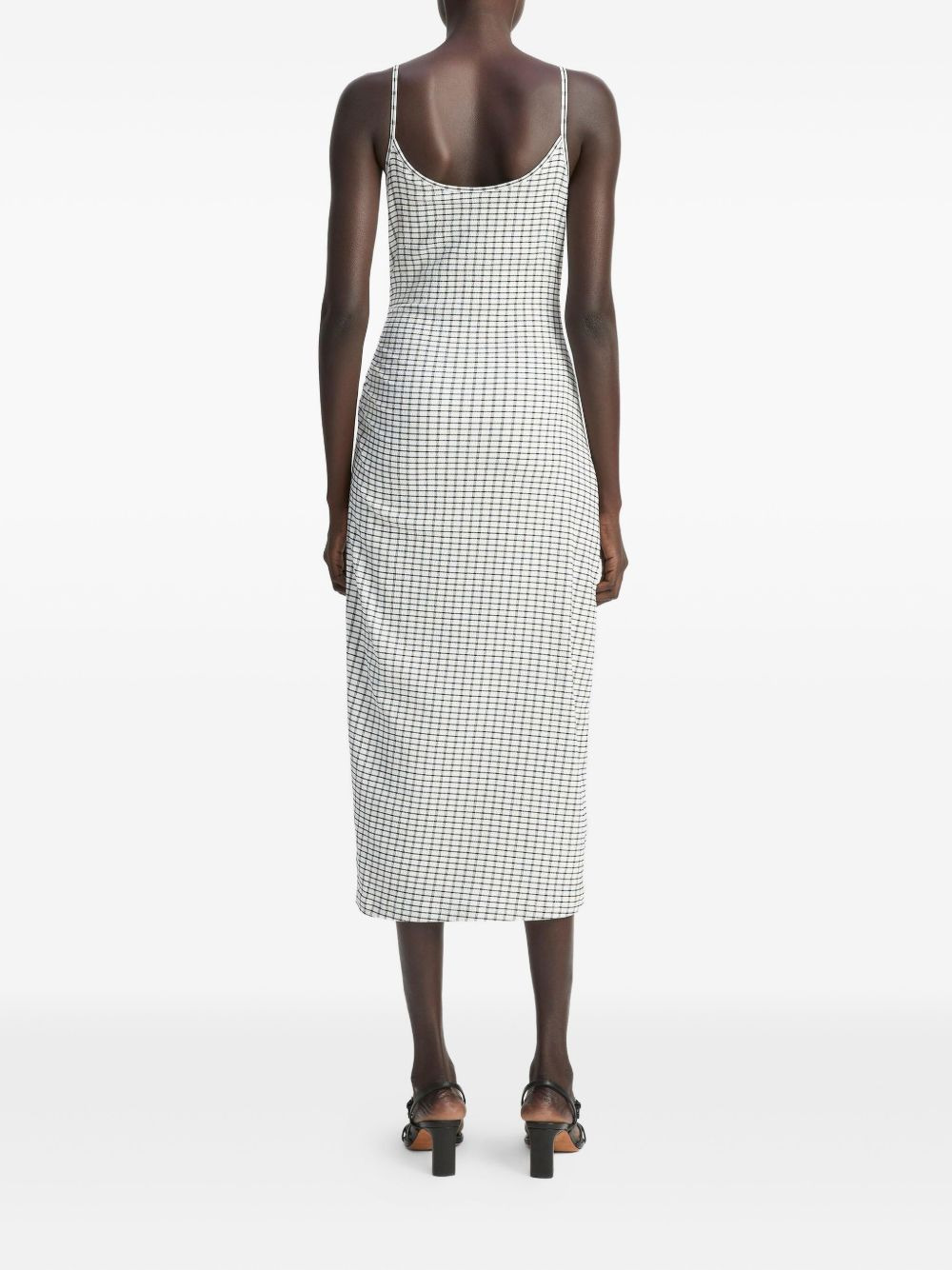 checked side-rouche dress - 4