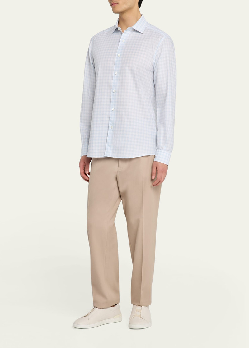 ZEGNA Men's Cotton Twill Check Sport Shirt outlook