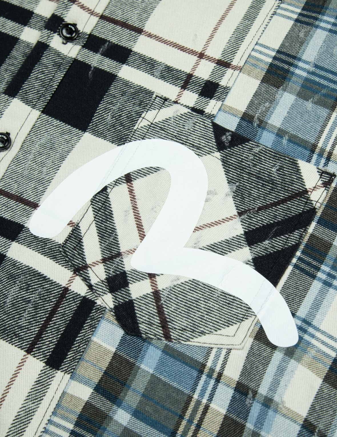 RAW EDGE PATCHWORK LOOSE FIT SHIRT - 3