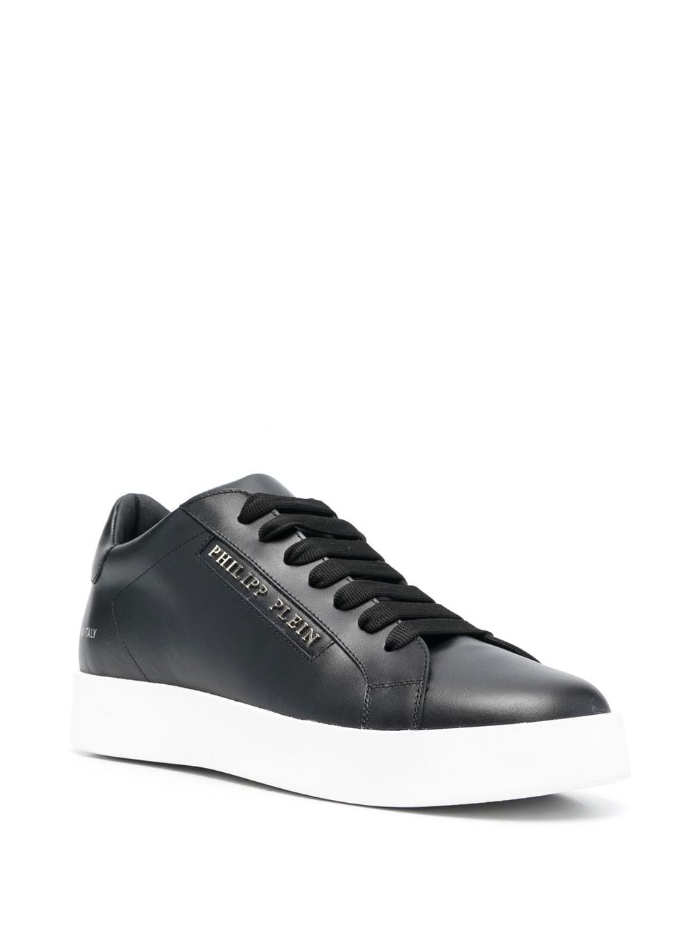 low-top leather sneakers - 2