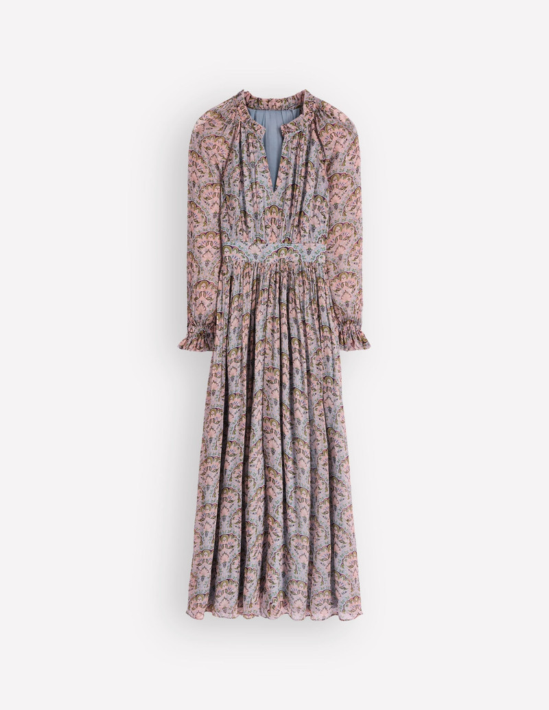 Romantic Ruffle Neck Dress-Multi Paradise Gardens 1