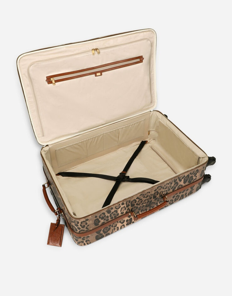 Small pet carrier bag in leopard-print Crespo with branded plate 4