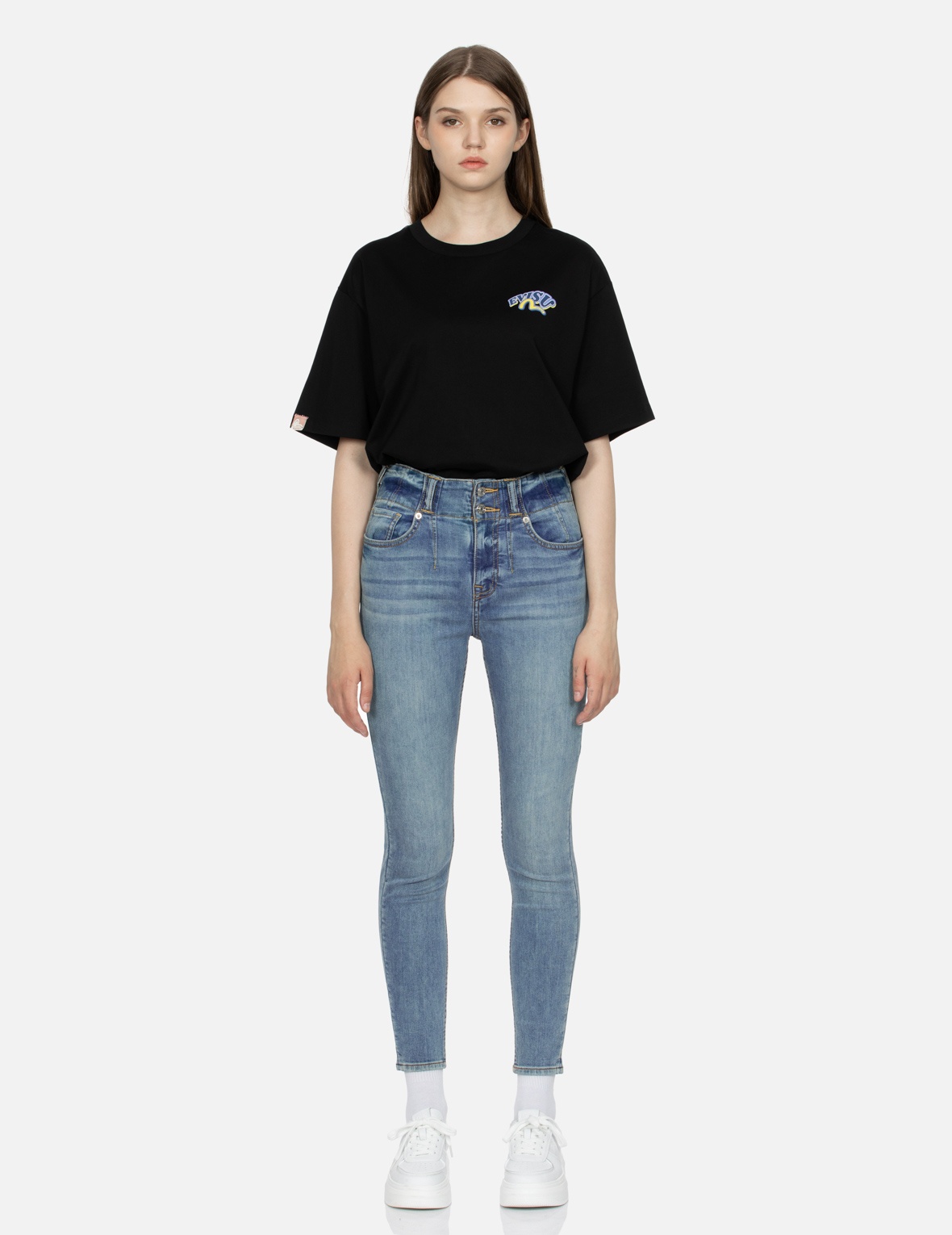 LOGO AND SEAGULL EMBROIDERY SKINNY JEANS - 6