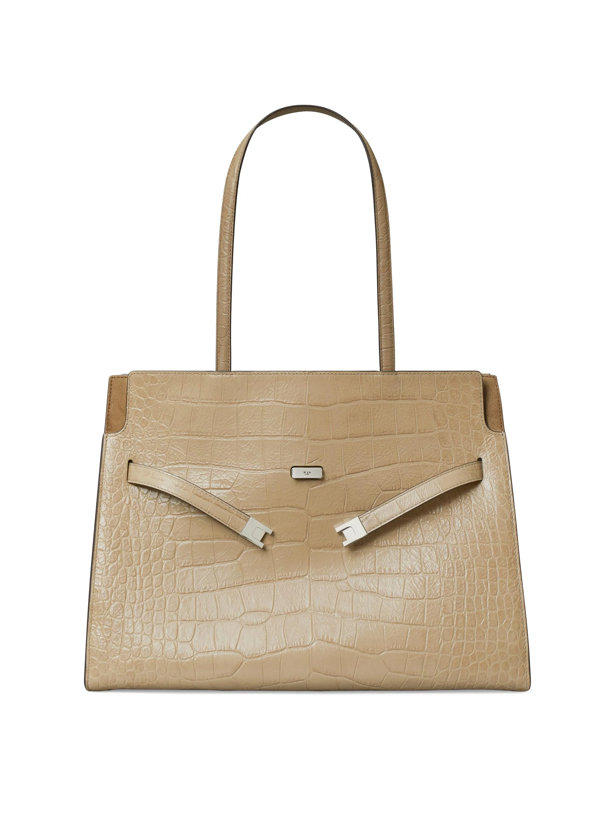 Women's Lee Radziwill Croc-Embossed Leather Tote Bag - Ginger Leaf - 1