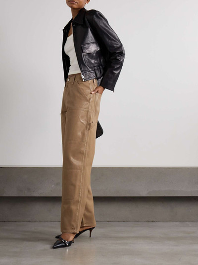 Dion Lee Carpenter coated mid-rise wide-leg cargo jeans outlook