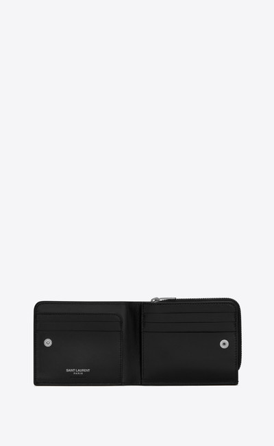 SAINT LAURENT tiny cassandre east/west zip-around wallet in matte leather outlook