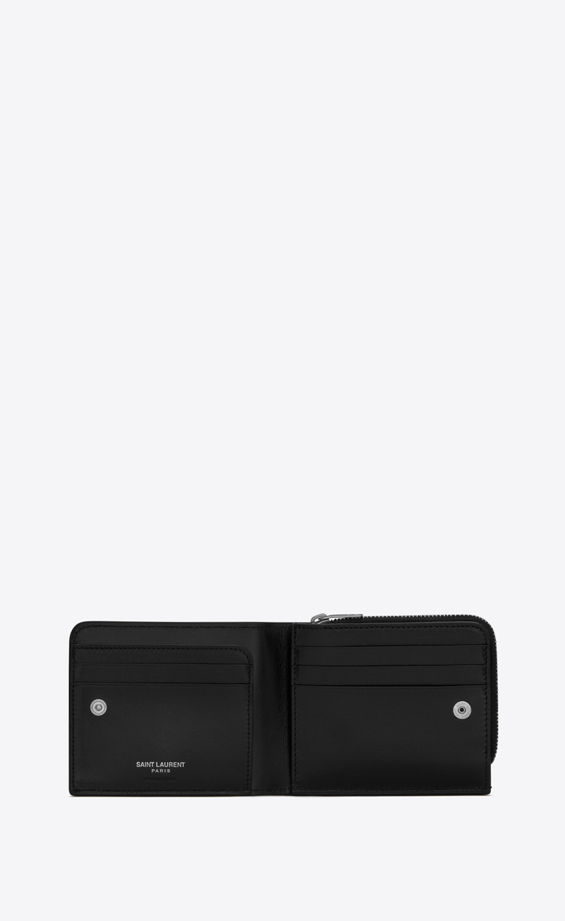 SAINT LAURENT tiny cassandre east/west zip-around wallet in matte leather outlook