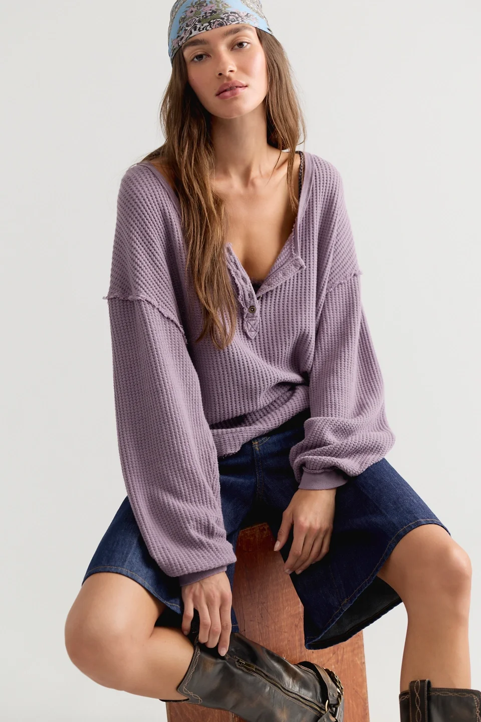 We The Free Montreal Oversized Thermal Henley - 1