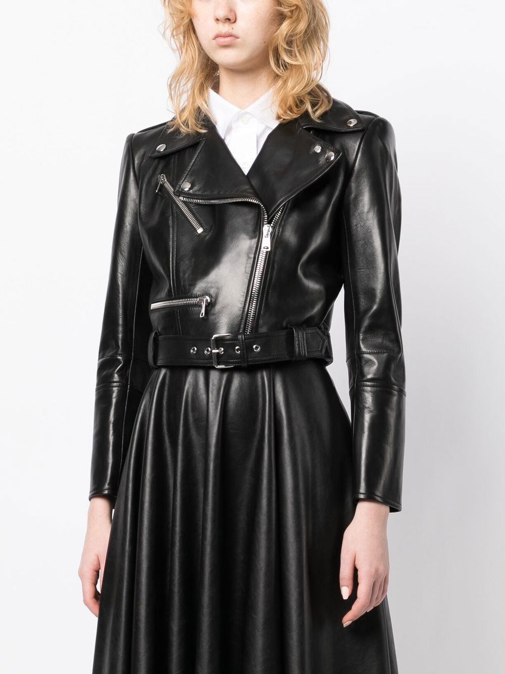 cropped leather jacket - 3