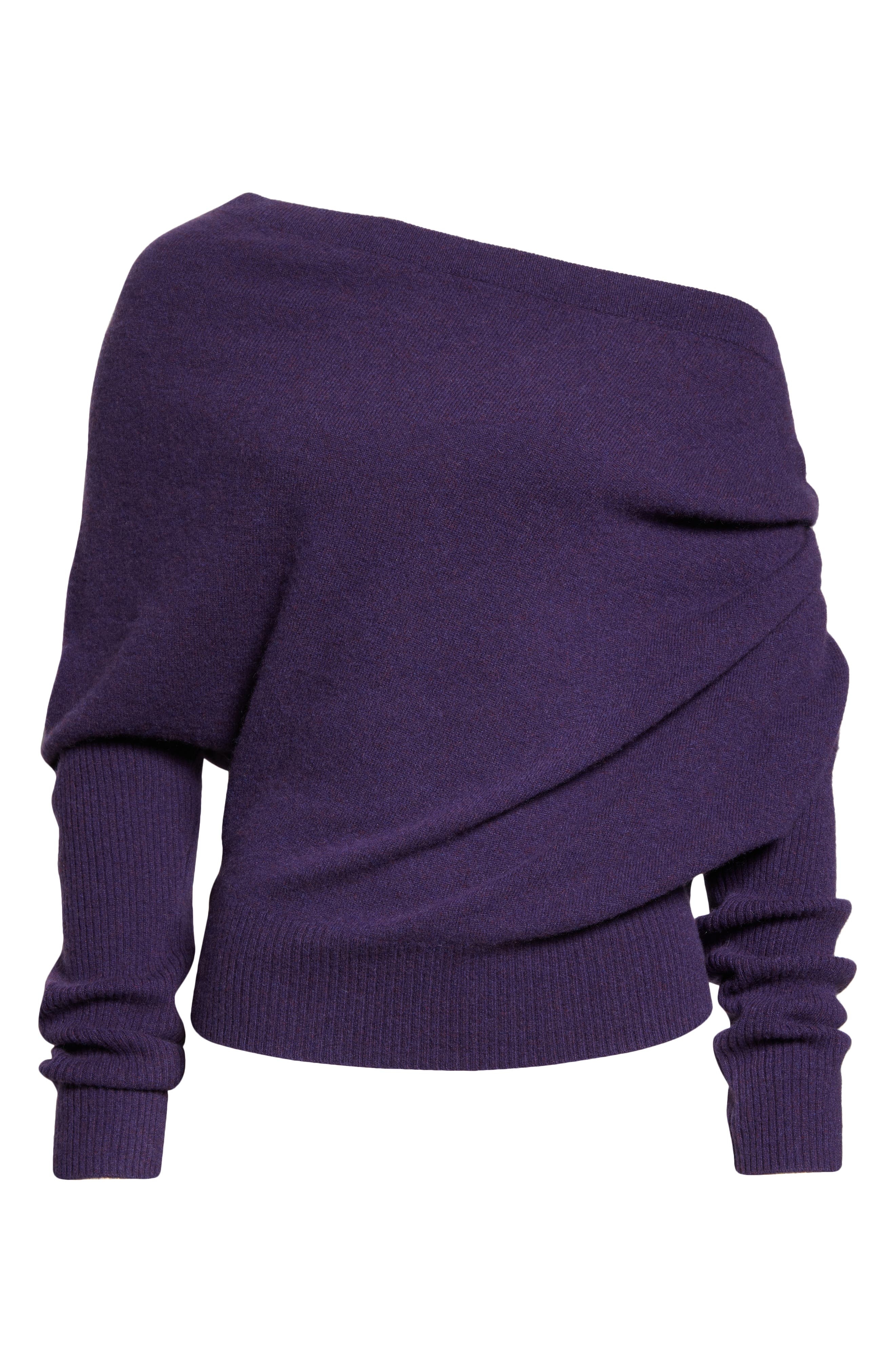 Altuzarra Paxi One-Shoulder Cashmere Sweater in Deep Amethyst at Nordstrom, Size Small - 5