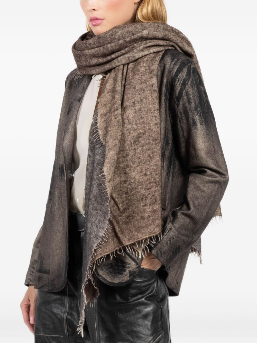 mottled fringed scarf - 2
