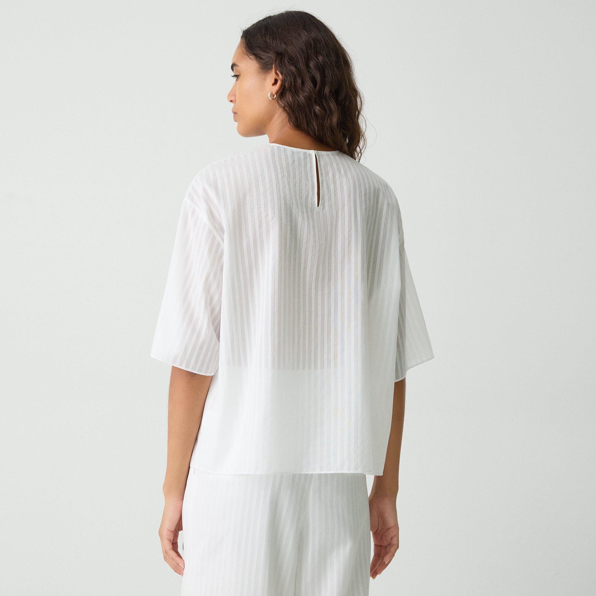 Boxy Tee in Linear Cotton - 4