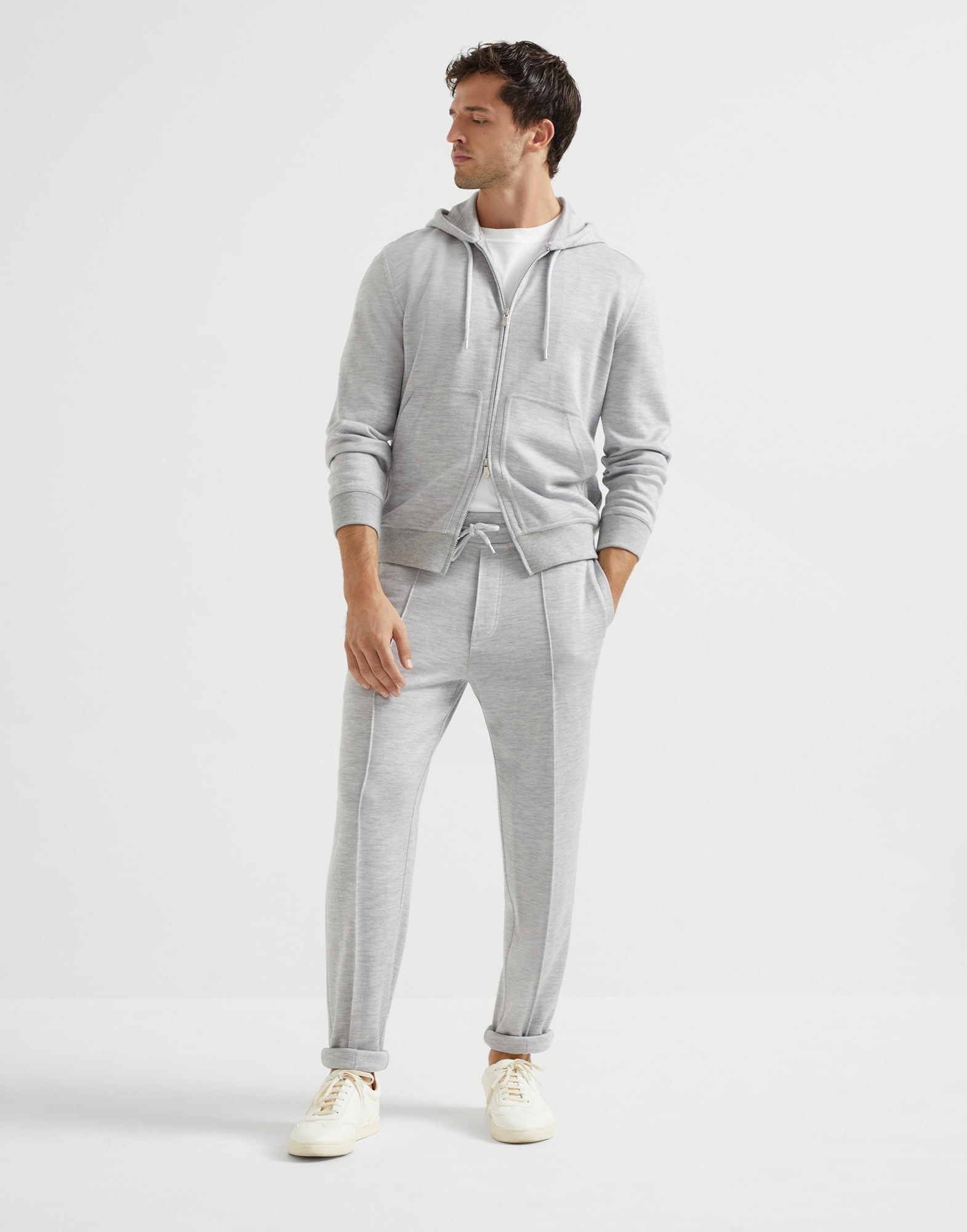 Cashmere and silk French terry trousers with Crête detail - 4